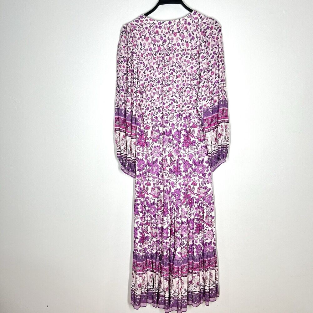 Spell Mossy Button Through Floral Gown Duster Maxi Dress Lilac Sz S - Picture 7 of 13